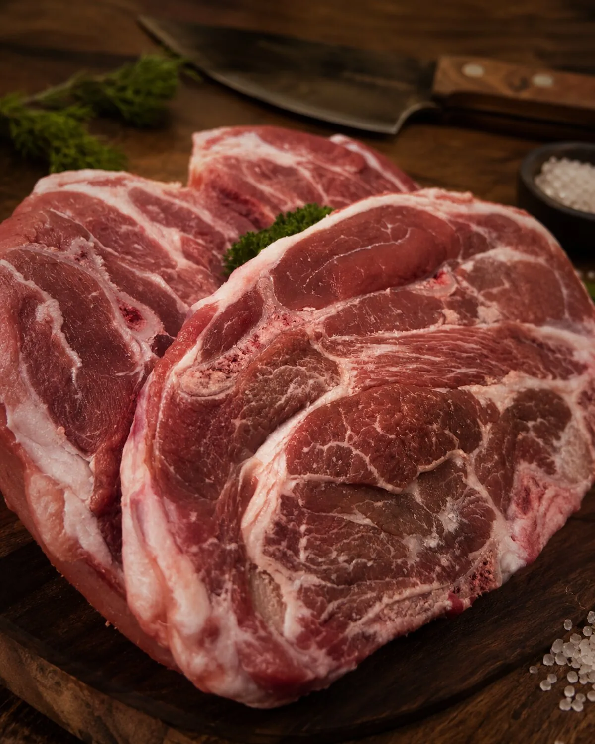 Lamb forequarter chops on the block